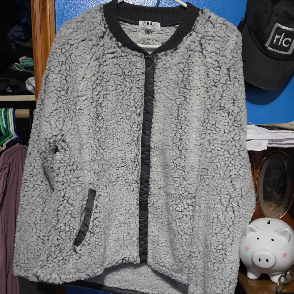 Women's Cozy Gray Teddy Jacket